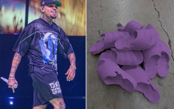 Chris Brown, Nami, slides, glow in the dark shoes, shoes, glow