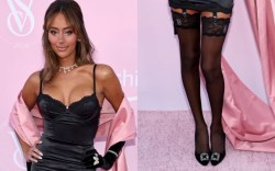 Emira D’Spain attends Victoria's Secret Fashion show in New York City wearing pumps