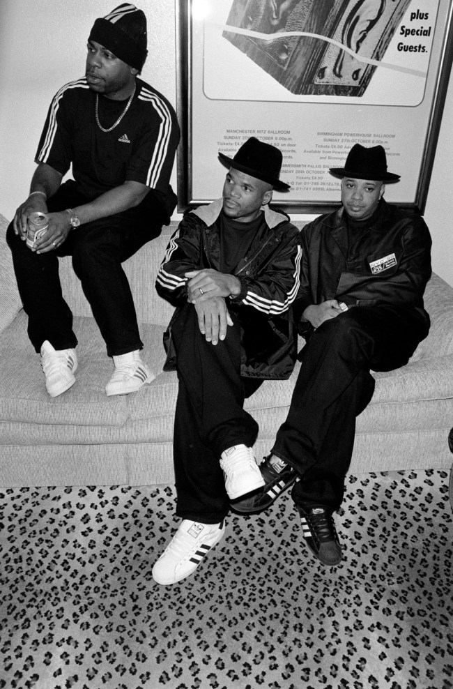 Jason "Jam Master J" Mizell, Darryl "DMC" McDaniels and Joseph "Run" Simmons of Run-D.M.C. at the WWD Magic Tradeshow event in Las Vegas on February 20, 1998.