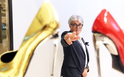 Designer Giuseppe Zanotti of Italian shoe brand Giuseppe Zanotti Design poses for picture at its first design store in Hong Kong in ifc mall, Central. 29OCT12 (Photo by Nora Tam/South China Morning Post via Getty Images)