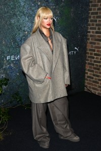 LONDON, ENGLAND - APRIL 17: Rihanna attends the FENTY x PUMA Creeper Phatty Earth Tone Launch Party at Tobacco Dock on April 17, 2024 in London, England. (Photo by Stuart C. Wilson/Getty Images)