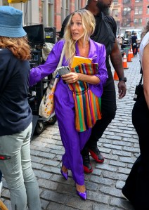 NEW YORK, NY - SEPTEMBER 17: Sarah Jessica Parker is seen on the set of "And Just Like That" on September 17, 2024 in New York City.  (Photo by Jose Perez/Bauer-Griffin/GC Images)