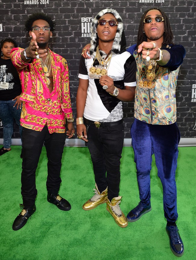 ATLANTA, GA - SEPTEMBER 20: Migos attends The BET Hip Hop awards at Boisfeuillet Jones Atlanta Civic Center on September 20, 2014 in Atlanta, Georgia. (Photo by Prince Williams/WireImage)