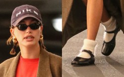 Hailey Bieber, Justin Bieber, Los Angeles, Mary Janes, ballet flats, leather.