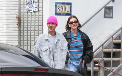 Justin Bieber and Hailey Bieber are seen on March 13, 2023 in Los Angeles.