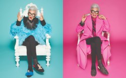 Portrait of Iris Apfel photographed by Kimber Capriotti for Footwear News at PMC Studios on August 15, 2022 in New York, New York.