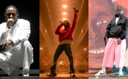 Left: Kendrick Lamar performs on the Coachella Stage during day 3 (Weekend 2) of the Coachella Valley Music And Arts Festival on April 23, 2017 in Indio, California.
Middle: Kendrick Lamar performs onstage during The Pop Out – Ken & Friends Presented by pgLang and Free Lunch at The Kia Forum on June 19, 2024 in Inglewood, California. 
Right: Kendrick Lamar performs during Bonnaroo Music & Arts Festival on June 16, 2023 in Manchester, Tennessee.