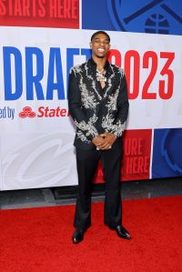 NEW YORK, NEW YORK - JUNE 22: Scoot Henderson arrives prior to the first round of the 2023 NBA Draft at Barclays Center on June 22, 2023 in the Brooklyn borough of New York City. NOTE TO USER: User expressly acknowledges and agrees that, by downloading and or using this photograph, User is consenting to the terms and conditions of the Getty Images License Agreement. (Photo by Arturo Holmes/Getty Images)