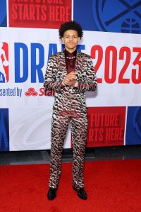 NEW YORK, NEW YORK - JUNE 22: Keyonte George arrives prior to the first round of the 2023 NBA Draft at Barclays Center on June 22, 2023 in the Brooklyn borough of New York City. NOTE TO USER: User expressly acknowledges and agrees that, by downloading and or using this photograph, User is consenting to the terms and conditions of the Getty Images License Agreement. (Photo by Arturo Holmes/Getty Images)