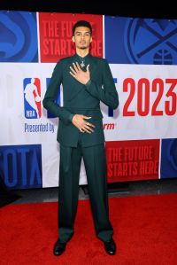 NEW YORK, NEW YORK - JUNE 22: Victor Wembanyama arrives prior to the first round of the 2023 NBA Draft at Barclays Center on June 22, 2023 in the Brooklyn borough of New York City. NOTE TO USER: User expressly acknowledges and agrees that, by downloading and or using this photograph, User is consenting to the terms and conditions of the Getty Images License Agreement. (Photo by Arturo Holmes/Getty Images)