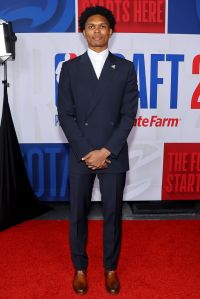 NEW YORK, NEW YORK - JUNE 22: Ausar Thompson arrives prior to the first round of the 2023 NBA Draft at Barclays Center on June 22, 2023 in the Brooklyn borough of New York City. NOTE TO USER: User expressly acknowledges and agrees that, by downloading and or using this photograph, User is consenting to the terms and conditions of the Getty Images License Agreement. (Photo by Arturo Holmes/Getty Images)