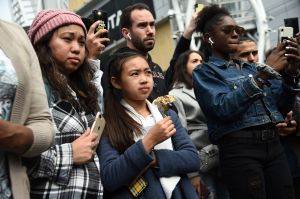 People gather at a makeshift memorial for former NBA player Kobe Bryant outside of the Staples Center prior to the start of the 62nd annual Grammy Awards at the Staples Center, in Los Angeles. Bryant died Sunday in a helicopter crash near Calabasas, Calif. He was 41
Kobe Bryant, Los Angeles, USA - 26 Jan 2020