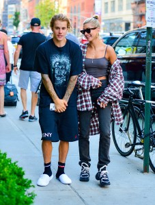 Justin Bieber and Hailey Baldwin all smiles out walking in New York