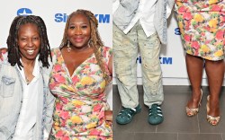 Whoopi Goldberg poses for a photo with SiriusXM host Bevy Smith during a visit to the SiriusXM Studios.