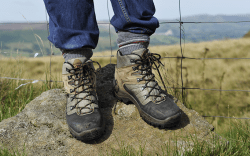 A pair of men's walking boots, Peak District, August 26, 2010.