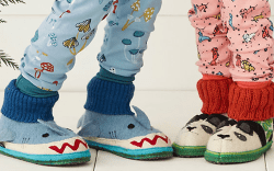 boy and girl wearing pajamas and slippers for kids